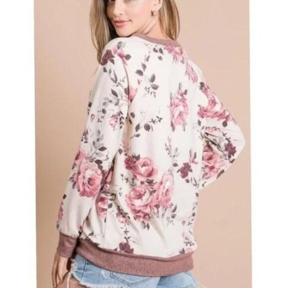 FRENCH Terry Floral Top Size S-M-L - Picture 6 of 7